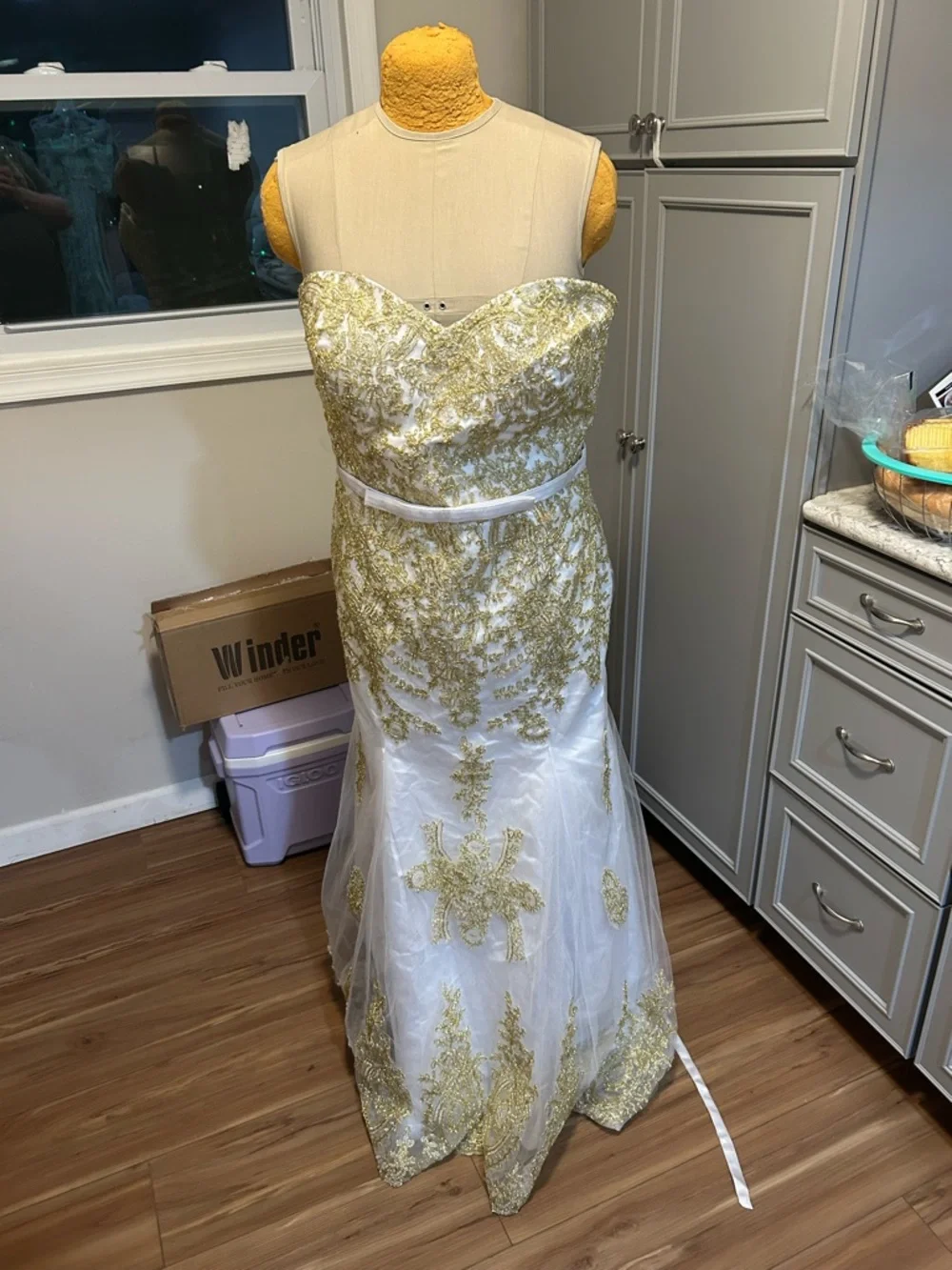 gold corset wedding dress Tan Gold African Lace Corset Dress